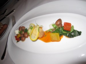 Hawaiian Hearts of PalmCranberry Beans, Kale, Peppers, Meyer Lemon, Thyme Oil, and "Sauce Pimentón"