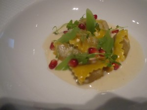 Mascarpone-Enriched Chestnut "Agnolotti"Celeriac, Cutting Celery, and "Crème de Fontina d' Aosta