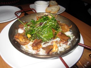 Crispy Pig Ear, Coconut Rice, Chinese Sausage, Avocado