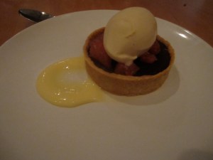 Chocolate Tart, Milk Jam, Butterscotch Ice Cream, Grapefruit
