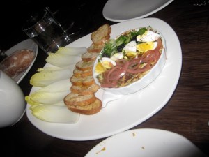 Baked Smoked Sturgeon Dip, Hard Egg, Pickled Onions, Herbs, Crostini, Endive, Caviar