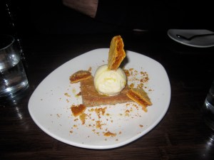 Warm Hazelnut Brown Butter Torte with Honey-Chamomile Ice Cream
