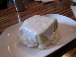 Durian-Palm Sugar-Coconut Custard on Sticky Rice at Pok Pok