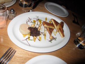 Foie Gras Torchon-- Toasted Brioche, Salted Hazelnuts, Fig Preserves, Orange Cardamom Gastrique