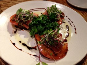 Honu, Lahaina, Maui: Ahi Bruschetta with Edamame Purée, Olowalu Tomatoes, and 20 Year Balsamic on Flax Seed Toast