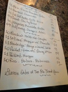 Terroir's recent menu