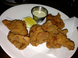 Crispy marinated chicken, lemon aioli
