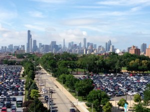 The iconic skyline from U.S. Cellular Field, home of the Chicago White Sox on the city's south side